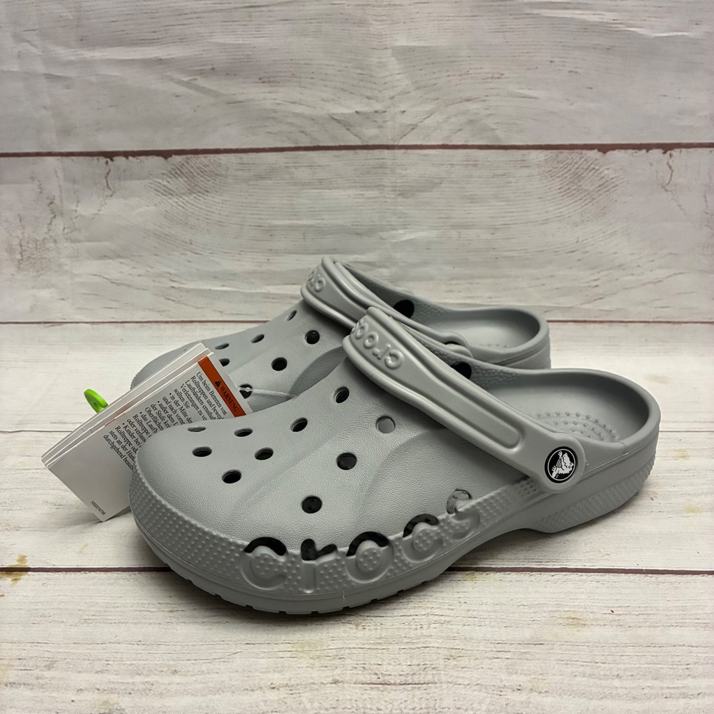 Crocs Baya Clog Mens 6 Womens 8 Light Grey Slip On Water Shoes 10126-007